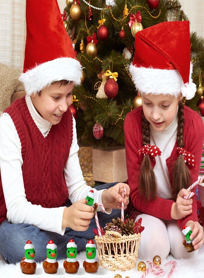 Arrowbash مجموعة أروباش من 100 قطعة من تماثيل البط البري الصغيرة المصنوعة من الراتنج مع قبعة سانتا، زينة عيد الميلاد، هدايا مثالية لحفلات الكبار - Image 5